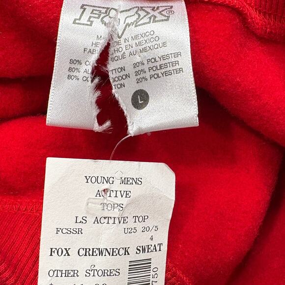 Fox Racing Mens Size L Blank Sweatshirt NOS Red Crew Neck Long Sleeve Streetwear - Picture 3 of 10